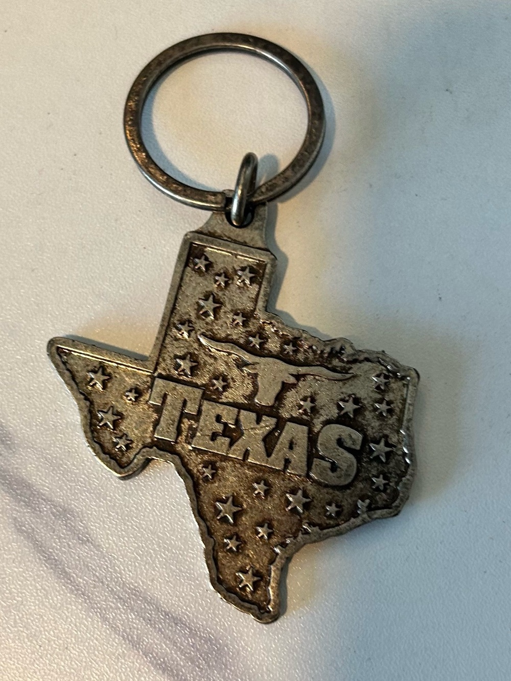 ⭐️ 5 for $25 ⭐️ Texas State-Shaped Metal Keychain - Silver Tone